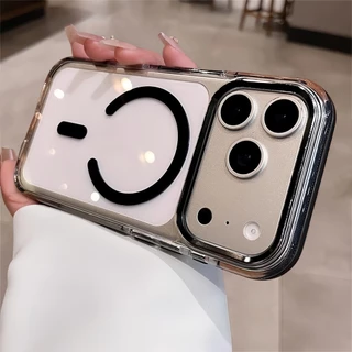 Silicon เคส iPhone 17 16 15 Pro Max แบบซิลิโคนกันกระแทก สำหรับมือถือ ใสมาก เหล็กแม่เหล็กหรู