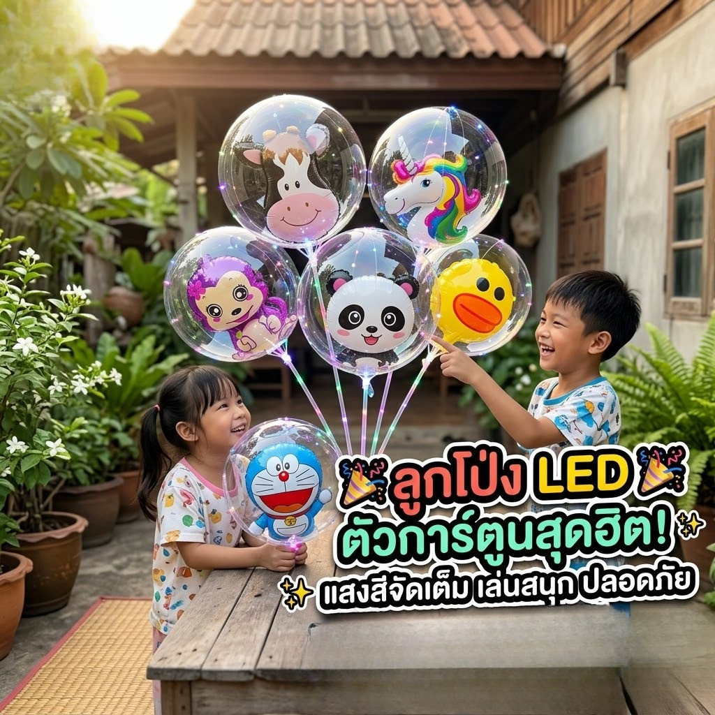 VJY ลูกโป่งมีไฟ้ มีตุ๊กตาในลูกโป่ง