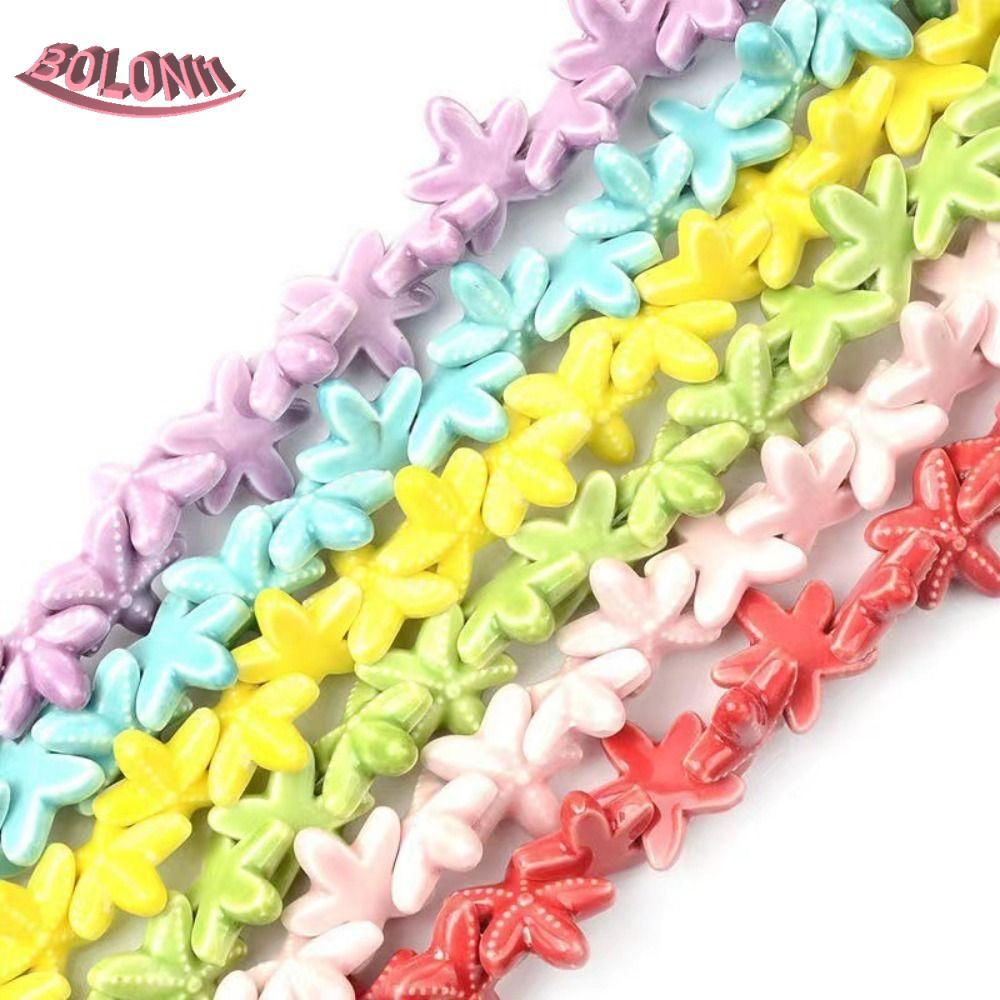 BO 10pcs ปลาดาวลูกปัด, Handmade Craft เซรามิคเซรามิค Spacer ลูกปัดแบบหลวม,ต่างหู DIY อุปกรณ์เสริม 3D