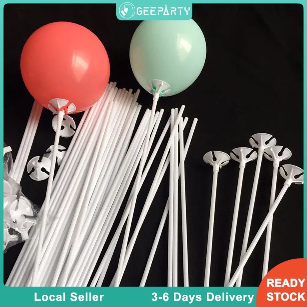 GeeParty ไม้ถือบอลลูนสีขาว ขนาด 30 ซม./12 นิ้ว 25/50 ชิ้นค่ะ อุปกรณ์ลูกโป่งสำหรับวันเกิด ปาร์ตี้