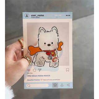 ขาตั้งโทรศัพท์ลายสุนัขสีขาวน่ารัก พร้อมตัวละครเล็กๆ สไตล์ฮิต คู่รัก หลากสี