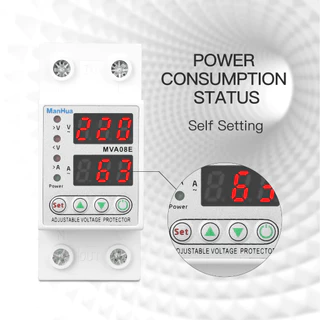 อุปกรณ์ป้องกันไฟเกิน ไฟตก 40A/63A 220V กันไฟกระชาก จอแสดงค่าแม่นยำ รีเซ็ตอัตโนมัติ ป้องกันเครื่องใช้ไฟฟ้าเสียหาย