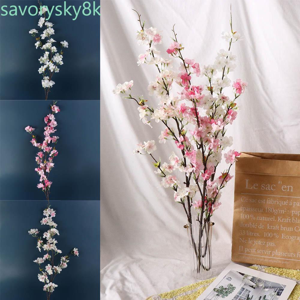CHROM ดอกซากุระประดิษฐ์, การจัดดอกไม้ผ้าไหม Cherry Blossom สาขา, ตกแต่งบ้าน 4 ขา Handmade ยืดหยุ่นงานแต่งงาน