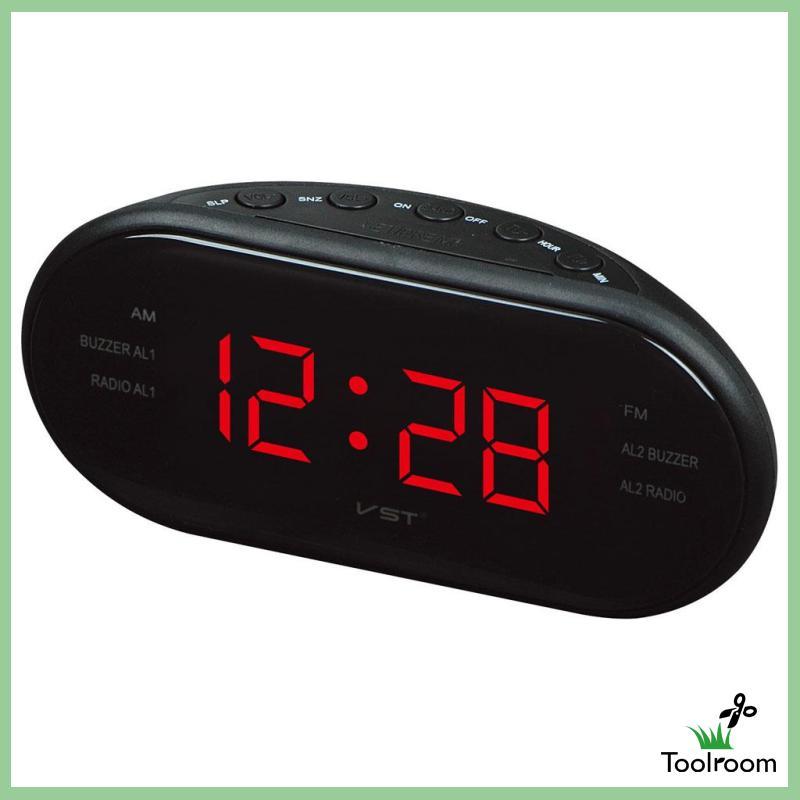 [Toolroom] SiaBiced Digital LED Display Clock AM วิทยุ FM นาฬิกาปลุกพร้อมนาฬิกาปลุกคู่ EU