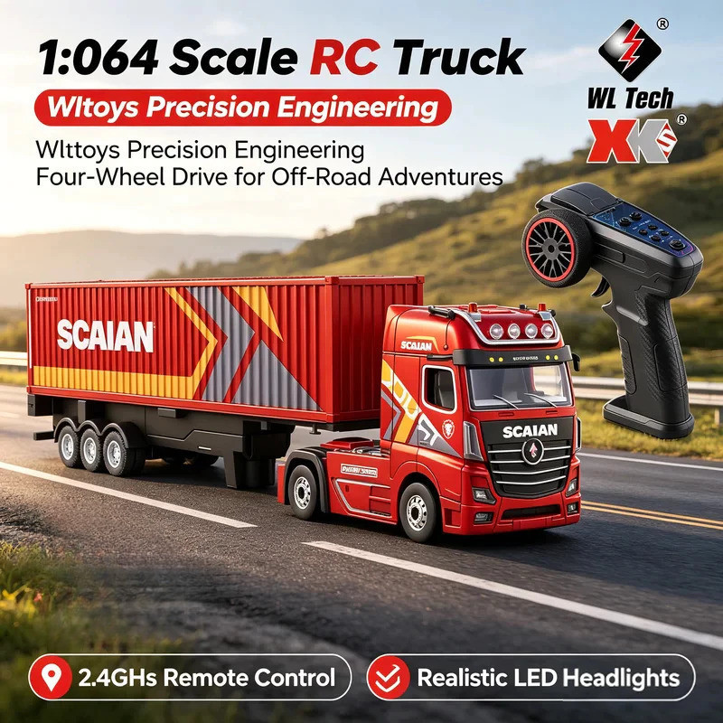 [RC] WLtoys 6408RC 1:64 Scania Full Proportional RC Semi Truck Kids Toy Drift Car