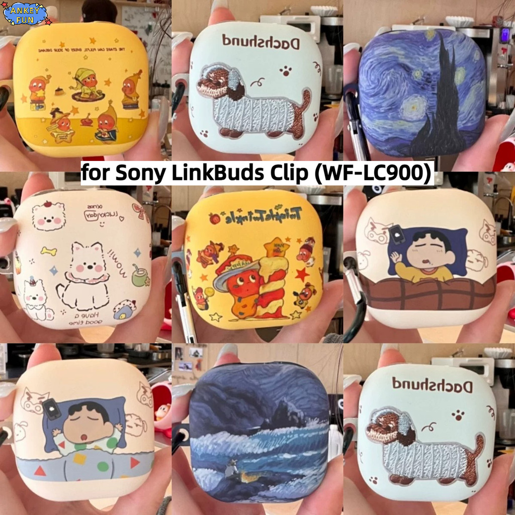 เข้ากันได้กับ Sony LinkBuds Clip WF-LC900 Case น่ารักการ์ตูน Graffiti Frosted Soft Case เคสหูฟัง หูฟังไร้สายบลูทูธ