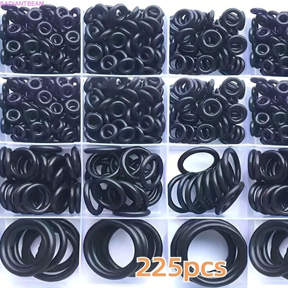 RADIANTBEAM 225 ชิ้น O-Ring ชุดซีล,ความยืดหยุ่นแรงดันสูงยางไนไตรล์,น้ํามันทน Multi-Purpose Multi-Size O-Rings ชุดซ่อมวาล์วความดัน