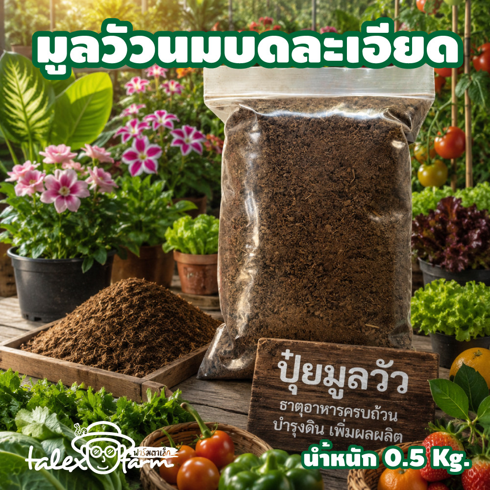 ปุ๋ยมูลวัวนมบดละเอียด 0.5 Kg.