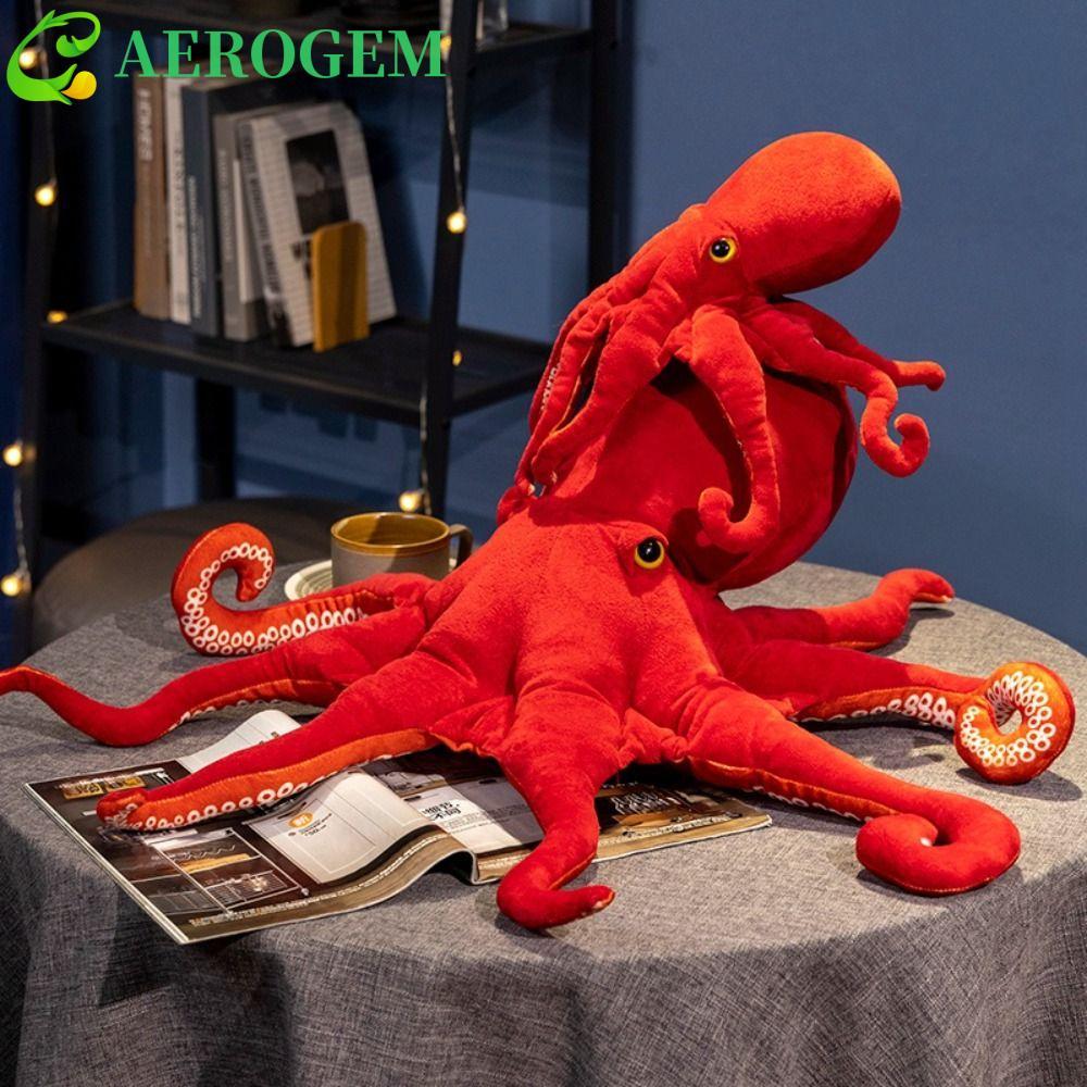 AEROGEM ของเล่นตุ๊กตาปลาหมึกยักษ์,สัตว์ทะเลสมจริงตุ๊กตาปลาหมึกยักษ์สีแดง,ของขวัญวันเกิด Xmas เหมือนจริง 40cm75cm จําลองยัดไส้ Octopus ของเล่นเด็ก