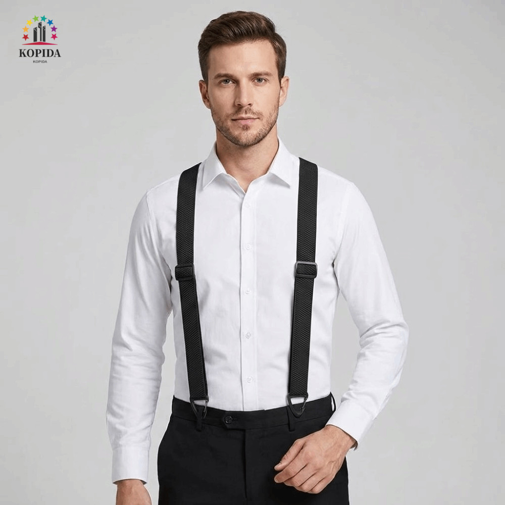 WILLIS Y-Type Suspenders, Heavy Duty 3 Gripper Clasps ทํางาน Suspenders, แฟชั่น Retro 3.8 ซม.กว้าง Anti-slip ปรับ Suspenders ผู้ชายของขวัญ