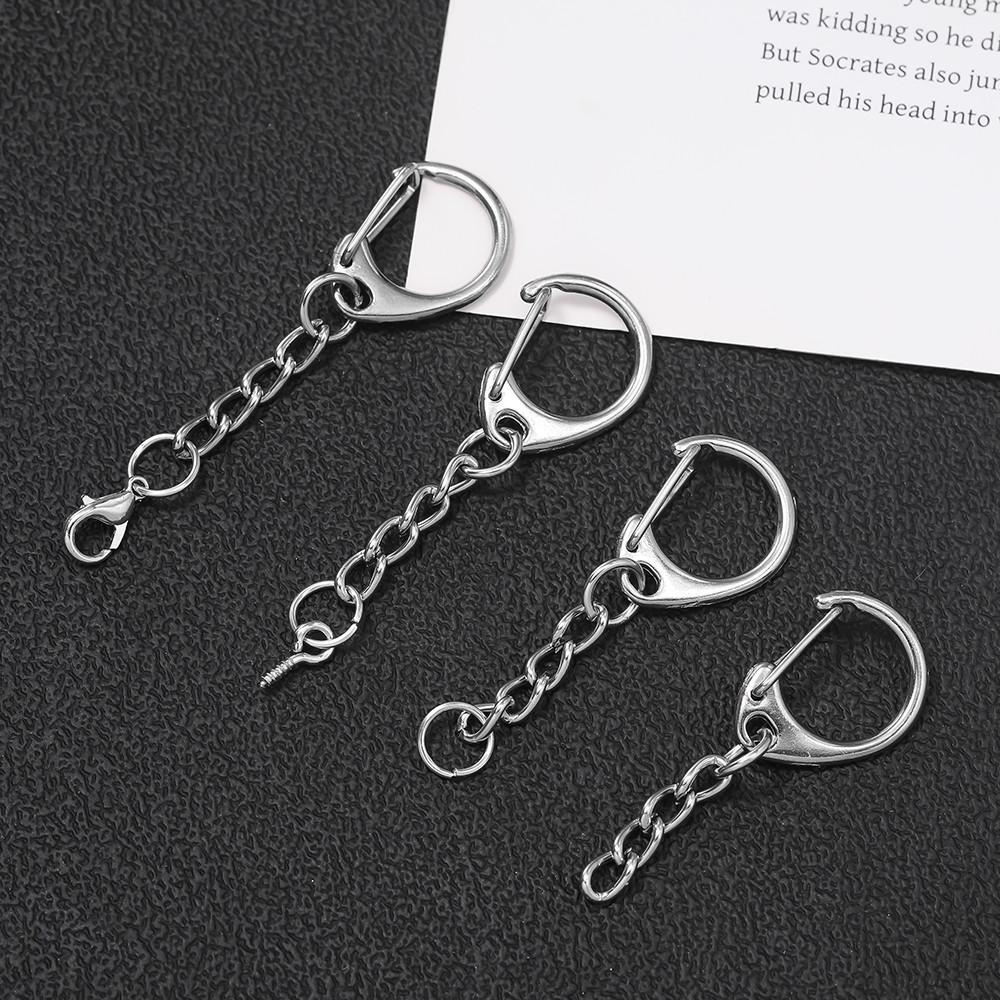iron key ring คลิปตะขอพวงกุญแจ ห่วงโซ่พวงกุญแจ โลหะผสมรูปตัวDห่วงแยกชาร์มกระเป๋าพวงกุญแจ/ตะขอก้ามปู/สกรูขอเกี่ยว 10ชิ้น