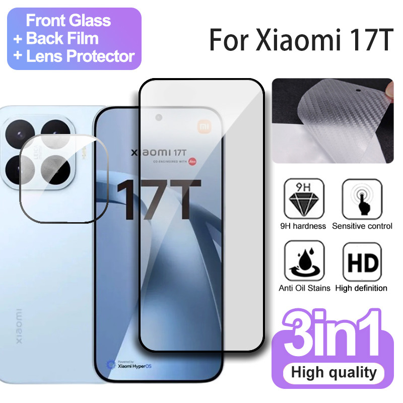 Xiaomi 17T กระจกนิรภัย 3 IN 1 ฟิล์มแก้ว Xiaomi 17T Pro 15T 14T 13T 12T 11T Pro ป้องกันฟิล์มใสป้องกันหน้าจอและป้องกันกล้องและฟิล์มด้านหลังอุปกรณ์เสริมโทรศัพท์