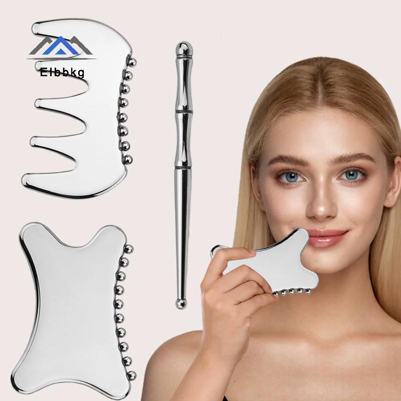 EIbbkg สแตนเลส Gua Sha เครื่องมือใบหน้าฝังเข็มจุดนวด Eye Face นวดสําหรับเนื้อเยื่อลึกความดัน Face Lift เครื่องมือขาย