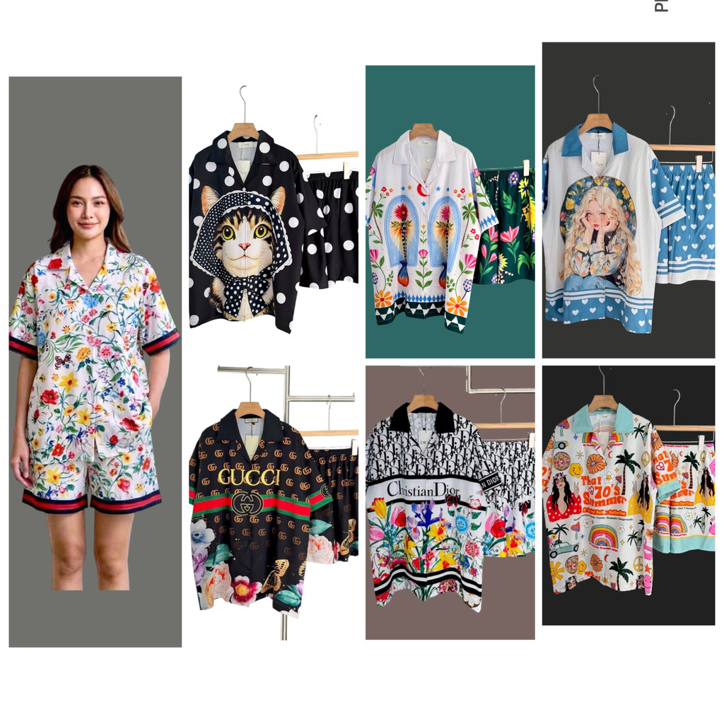 ชุดเซ็ต เสื้อฮาวาย+กางเกงขาสั้น by Chanaphat มีกระเป๋า งานเซ็ตน่ารักใส่สบายสุดๆ เด็กใส่ได้ ผู้ใหญ่ใส่แซ่บจ้า