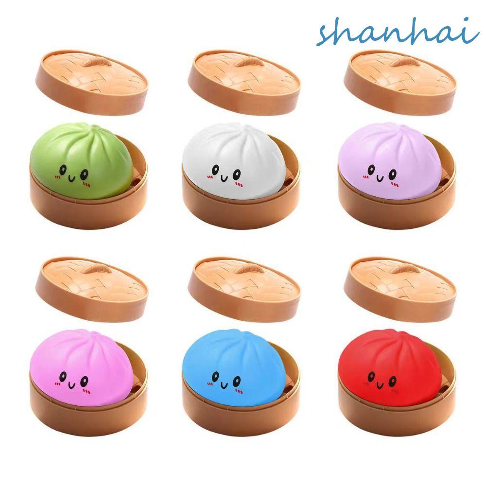 SHANHAI เกี๊ยว Squishy ของเล่น, Soft Fidget พร้อม Steamer Dumpling Sensory ของเล่น, Creative Slow Rising สีสันสมจริง Squishy Bun ผู้ใหญ่และเด็ก