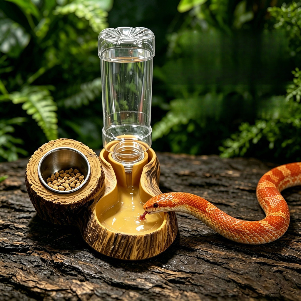 Log รูปสัตว์เลื้อยคลานน้ํา Feeder ชาม Anti-Spill จานสําหรับงู Gecko Terrarium Decor