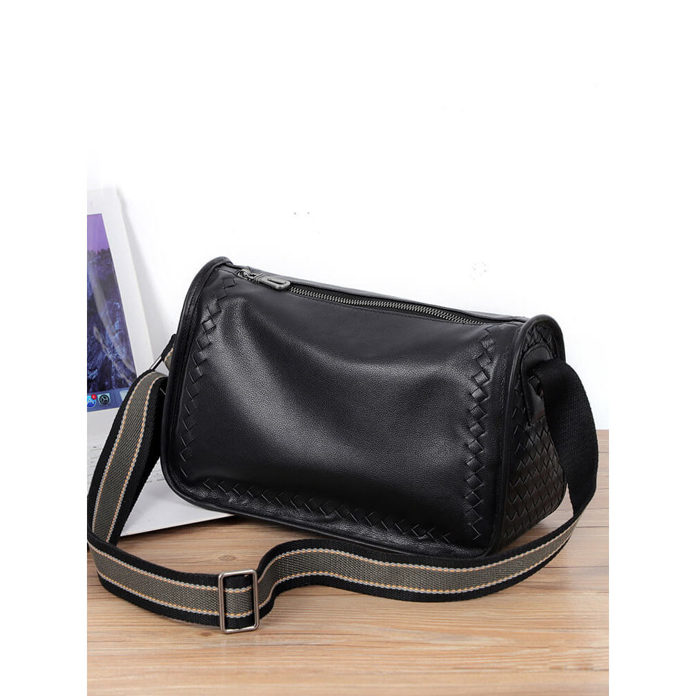 Dubin Leather Messenger Bag Mens Commuter Bagทอผู้ชายธุรกิจแนวนอนขนาดใหญ่-ความจุMessengerผู้ชาย