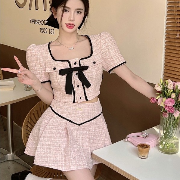 (M57) PRETTY TWEED ULZZANG SET