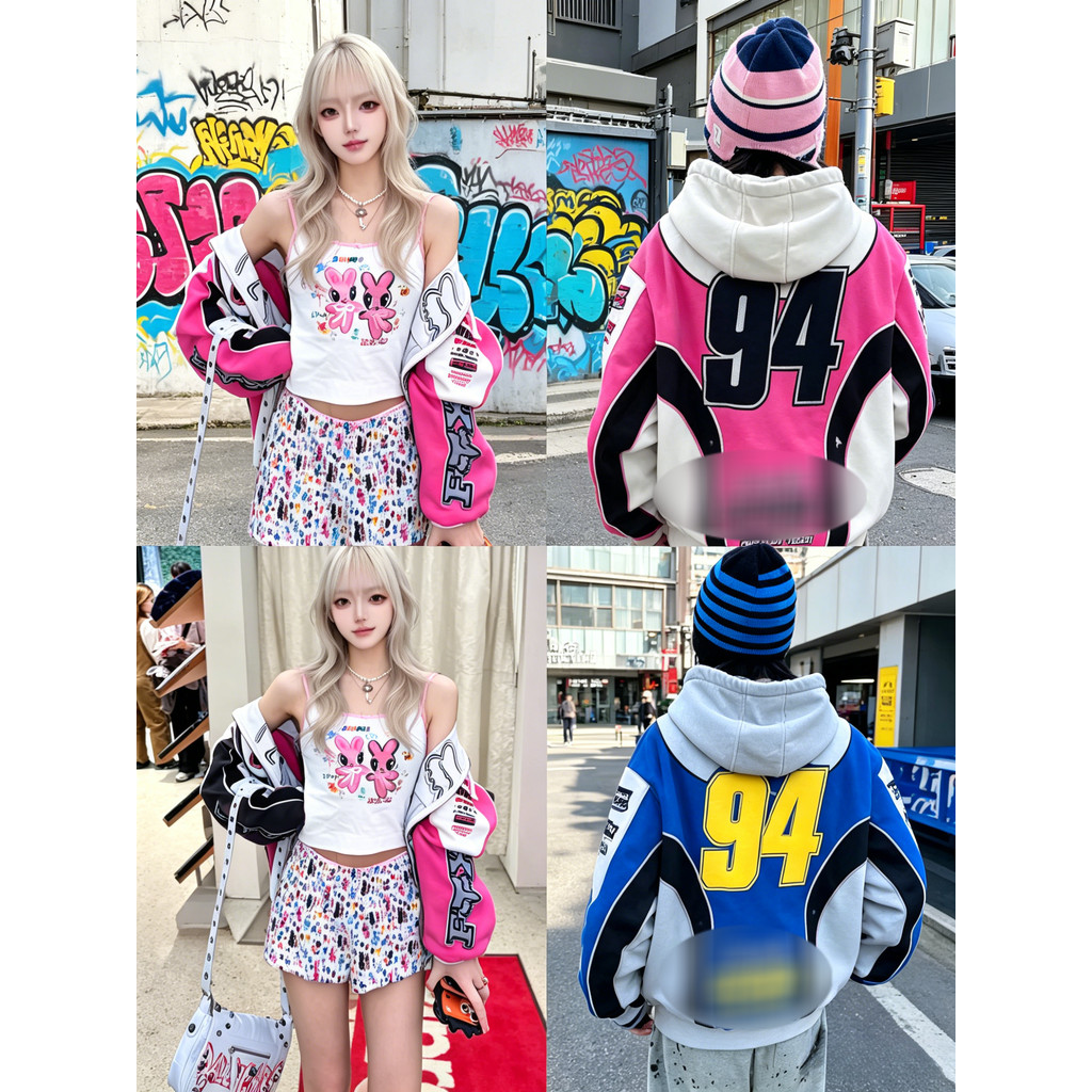 Fashion Racing Collaboration Zip Up เสื้อสเวตเตอร์มีฮู้ด MDN1 1BNJ