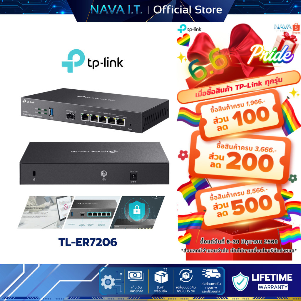 TP-LINK ER7206 5-PORT OMADA GIGABIT MULTI-WAN VPN ROUTER รับประกันศูนย์ตลอดอายุการใช้งาน