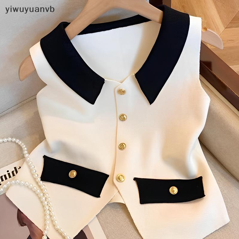 Yiwuyuanvb] ผู้หญิง Elegant V-ne เสื้อกั๊กปกฤดูร้อนสบายๆทุกการแข่งขัน Chic Tanks เสื้อแขนกุดใหม่