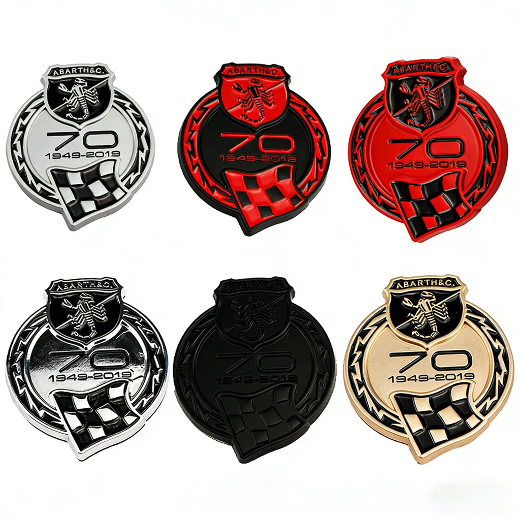 เหมาะสําหรับ Abas 70th Anniversary ป้ายร่างกายที่ระลึกดัดแปลงโลหะ Abas Scorpion China Grid ป้ายรถ