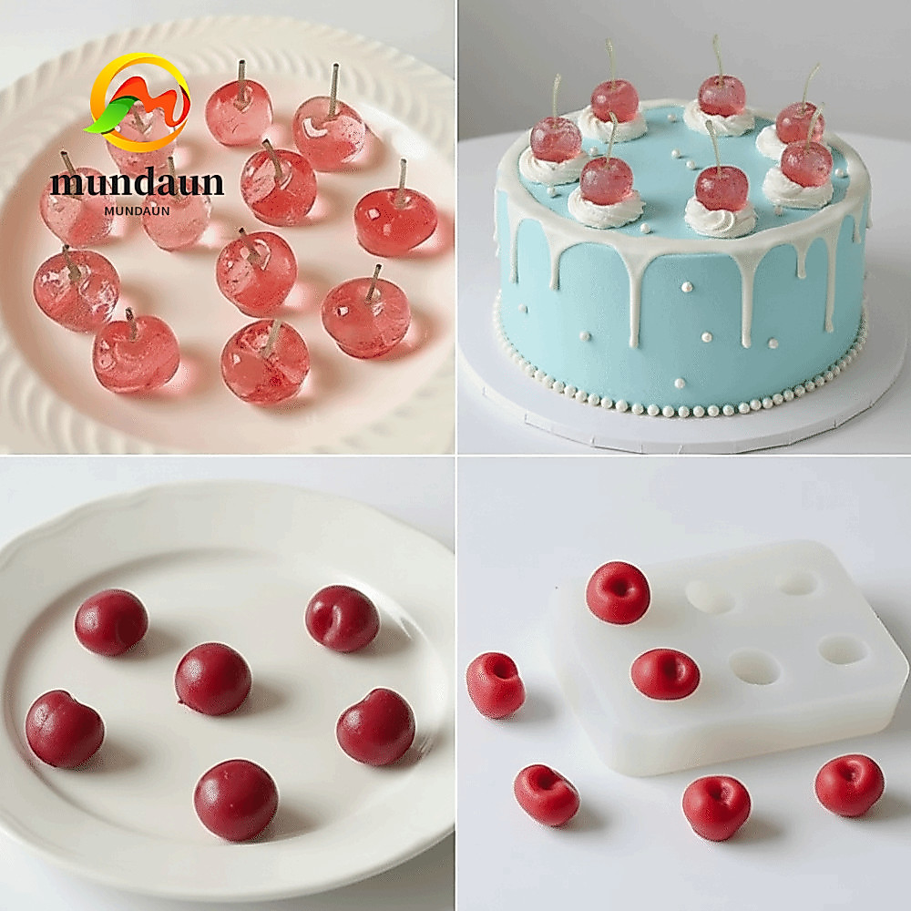 MUNDAUN แม่พิมพ์ซิลิโคน, DIY Reusable Baking เค้กตกแต่งอุปกรณ์,ทนทานผลไม้เชอร์รี่ผลไม้ Fondant Mould ช็อกโกแลตเบเกอรี่เทียนตกแต่ง