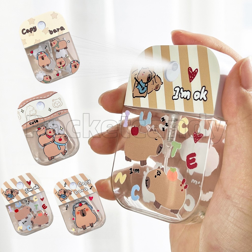 Capybara แต่งหน้าขวดสเปรย์น้ํา Creative Anime Card สไตล์ Partitioned ขวดน้ําหอมแบบพกพา Travel Supplie ของขวัญใหม่