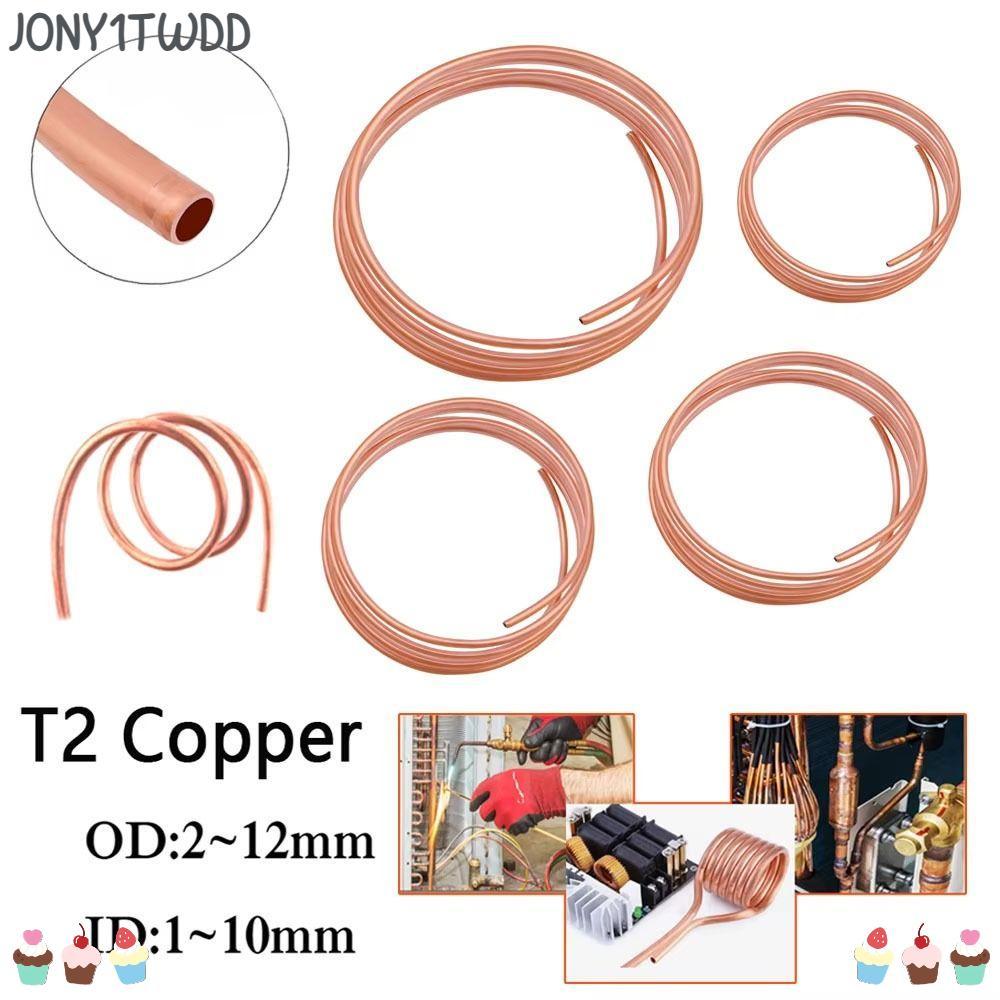 JONY1TWDD 1 ชิ้น T2 ทองแดง, Soft OD 2-12 มม. ID 1-10 มม.ท่อทองแดงม้วน,ทนทาน 99.9% ทองแดงบริสุทธิ์ 1 เมตรท่อ DIY หัตถกรรม
