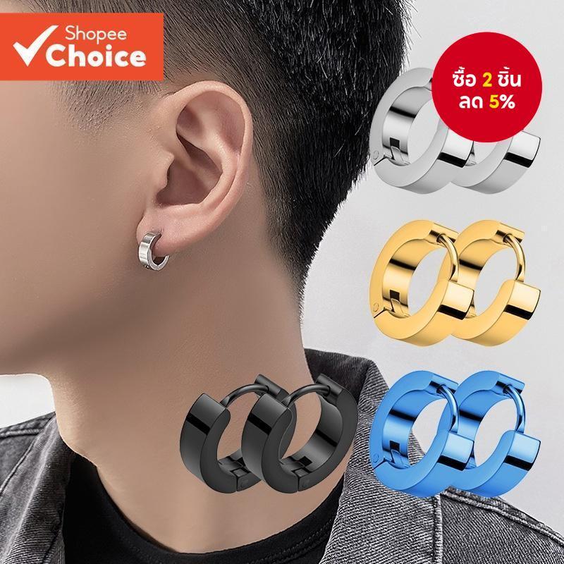 Huggie วงกลมต่างหูสําหรับผู้ชายผู้หญิงสแตนเลส Punk Rock Gothic Unisex เครื่องประดับของขวัญ