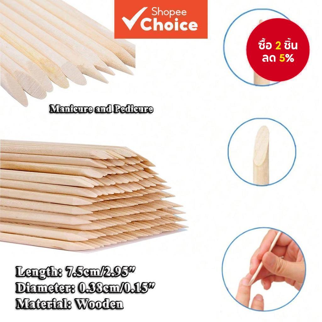 20/50/100 Pcs 55 มม./75 มม./114 มม.ไม้สีส้มเล็บ Sticks สองด้าน Multi Functional Cuticle Pusher, ทําเล็บมือ Pedicure เครื่องมือ