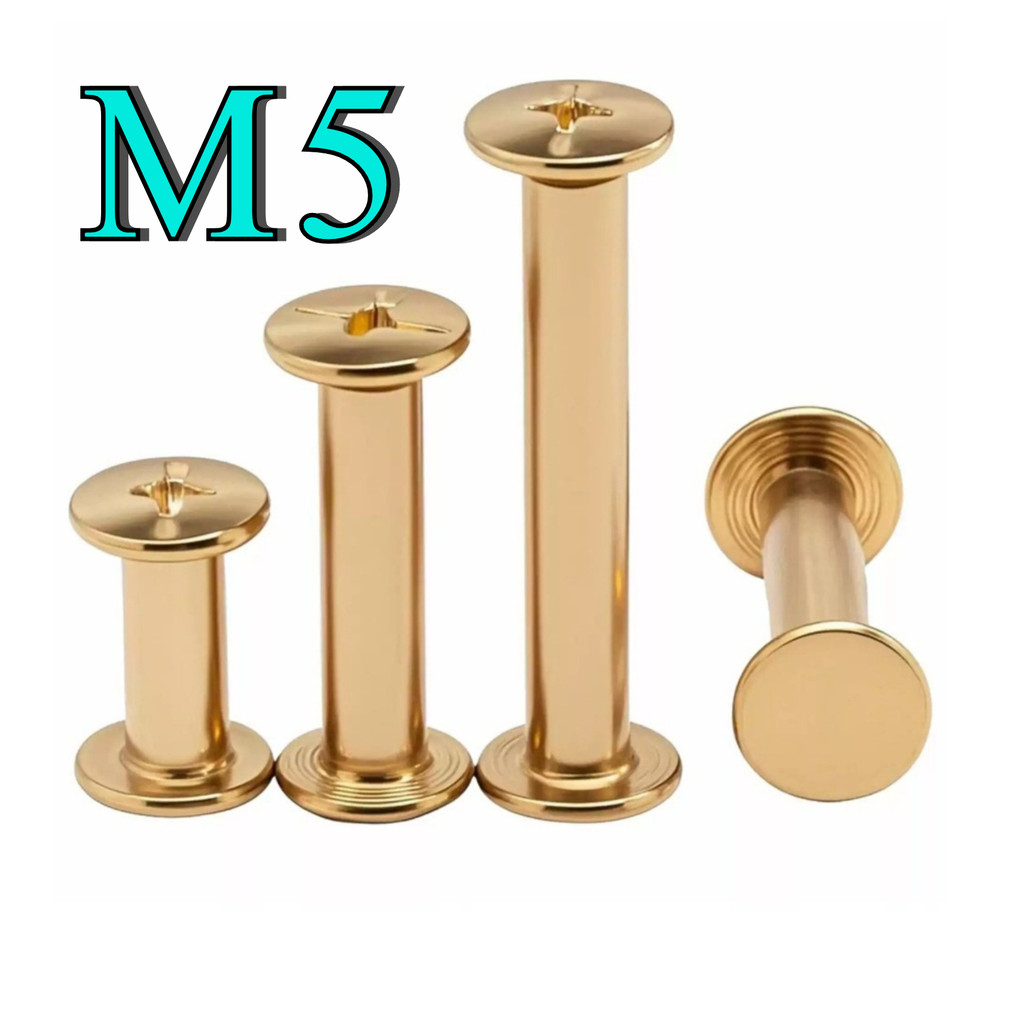 M5 น็อตหัวแฉกแบน หัวน็อต หัวกลมแบน รีเวท ตัวเมีย สินค้ามาเป็นคู่ ตัวผู้ หัวน็อต copper plated [DL]