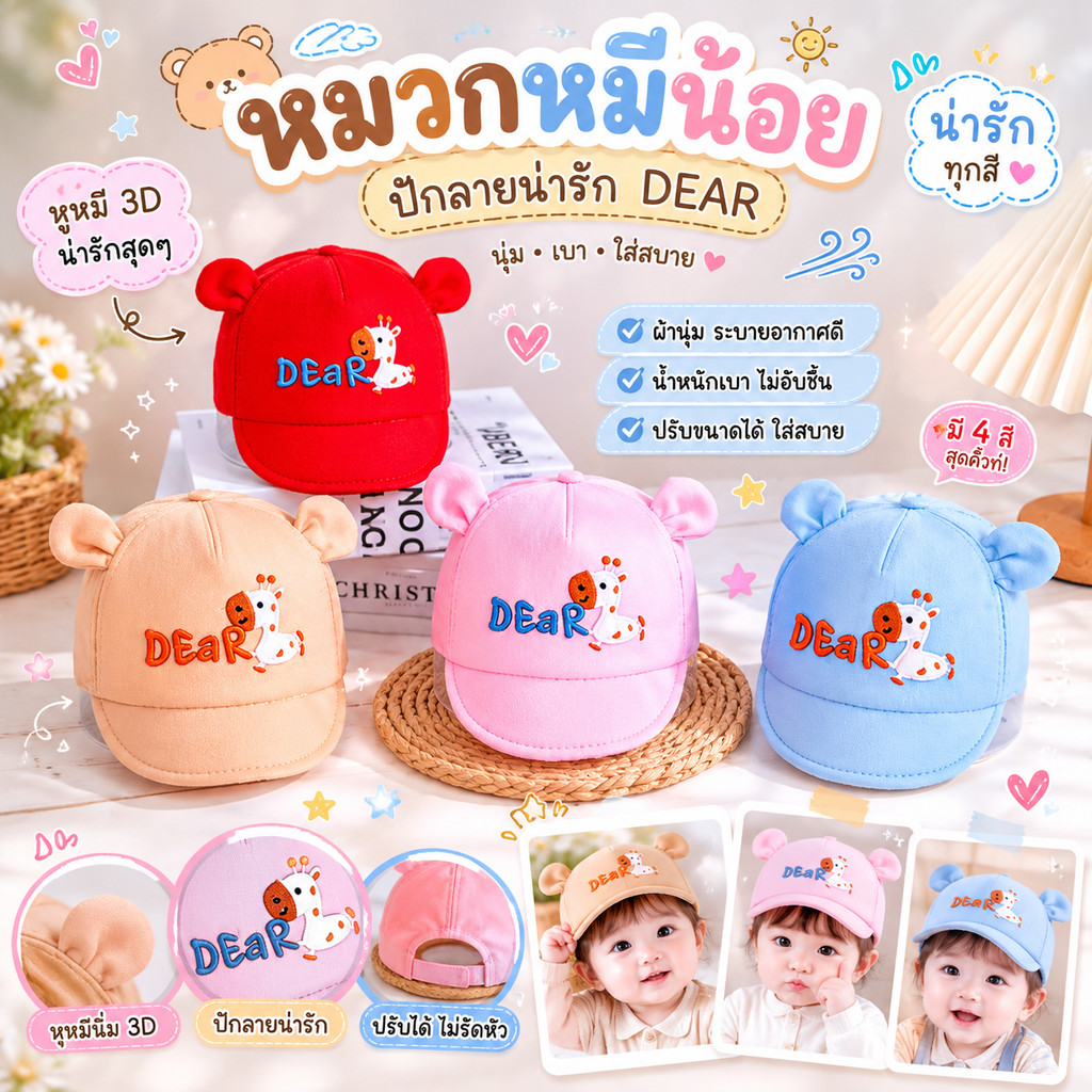 หมวกเด็ก แฟชั่นน่ารัก สำหรับเด็กชายและเด็กหญิง นุ่ม หมวกเด็กปีก น่ารักสุดๆ มาใหม่ SE01
