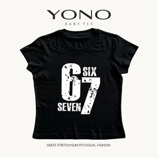 (พร้อมส่ง24ชม.) baby tee สีแดงไวน์ ลายเลข 67 วินเทจ ฟีลอเมริกันสปอร์ต ทรงเข้ารูป ใส่เท่แมตช์ง่าย