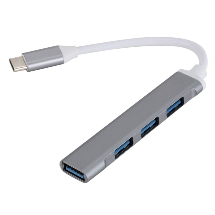 ใหม่ C809 USB 3.0 x 1 + USB 2.0 x 3 ถึง USB-C / Type-C Multi-function Splitter HUB Adapter (สีเทา)