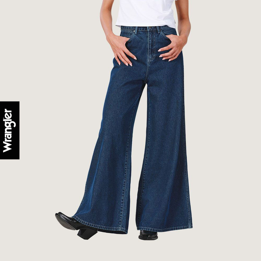 WRANGLER กางเกงยีนส์ผู้หญิง คอลเลคชั่น Everyday with Wrangler เอวกลาง ทรงขากว้าง รุ่น WR S225WWLEN30 สียีนส์เข้ม