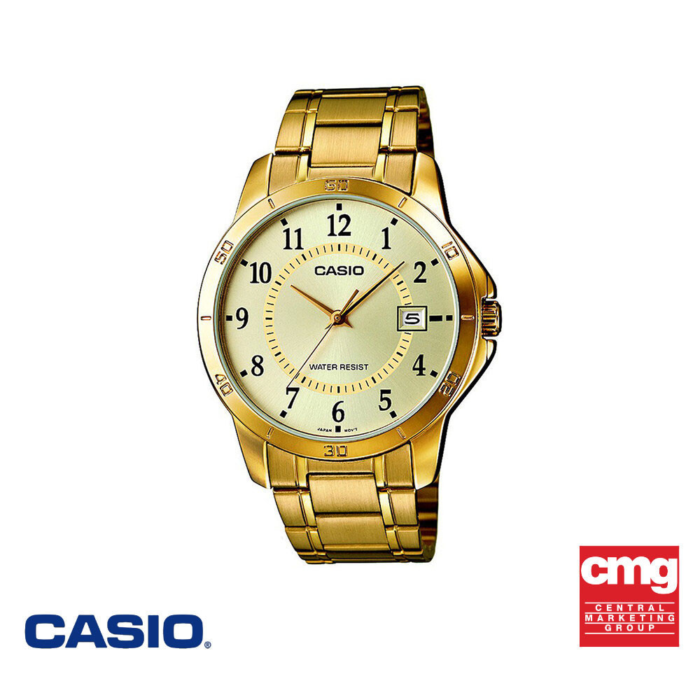 CASIO นาฬิกาข้อมือ CASIO รุ่น MTP-V004G-1CUDF วัสดุสเตนเลสสตีล สีทอง