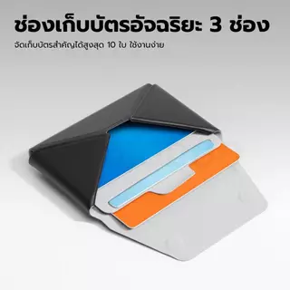GOOJODOQ 2-in-1 Card Wallet Magnetic Bracket หนังทนต่อการสึกหรอสามช่องใส่การ์ด