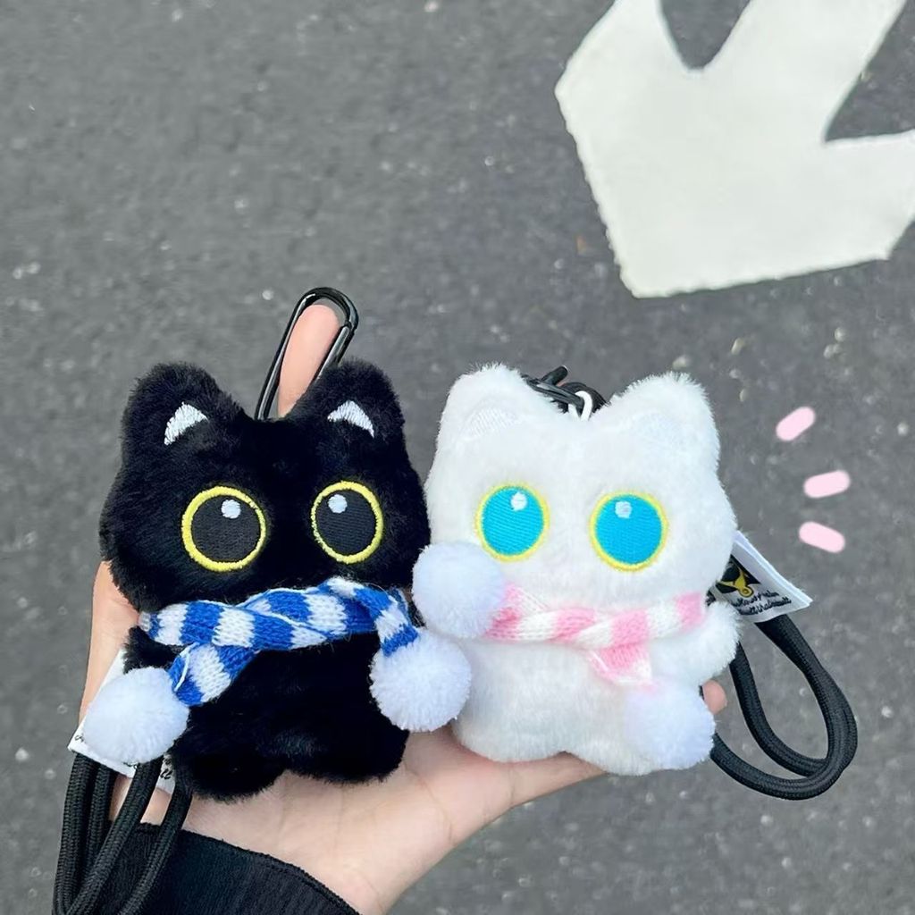 สุดน่ารักคู่ลูกแมวตุ๊กตาตุ๊กตาพวงกุญแจน่ารักนักเรียนกระเป๋านักเรียนจี้ขนาดเล็กสไตล์ตุ๊กตาแฟน