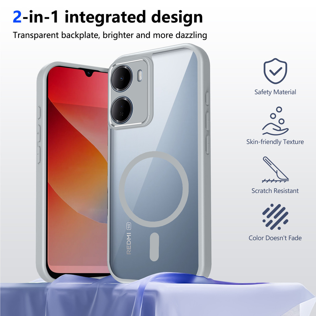 เหมาะสําหรับ Xiaomi POCO X8/M8/F8/C85/C85X/C71/X7/F7/M6/X6 เคสโทรศัพท์แม่เหล็กโปร่งใส HM K90 สไตล์ให