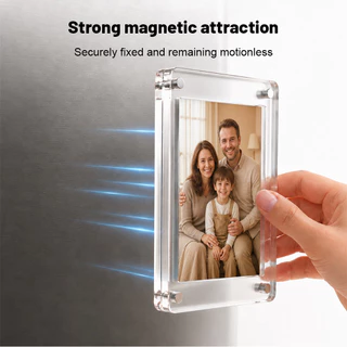 Magnetic กรอบรูป แม่เหล็กติดตู้เย็น กรอบรูปอะคริลิก ที่วางการ์ด โปร่งใส ผนังรูปภาพ DIY กรอบรูปขนาดเล็ก การตกแต่งตู้เย็น