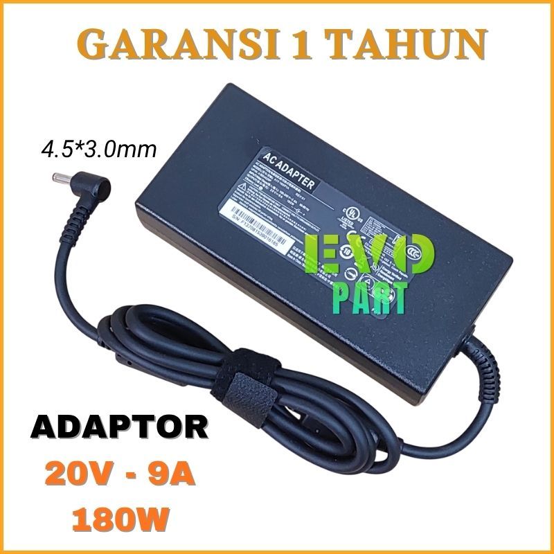 MSI GF67 GF66 20V - 9A 180Watt อะแดปเตอร์ชาร์จแล็ปท็อปพอร์ต Dc 4.5*3.0 มม.พร้อมการรับประกัน -CP