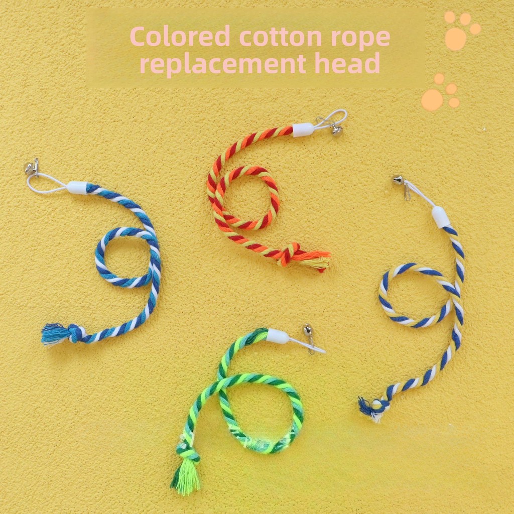 ของเล่นแมวใหม่ ปมฝ้ายสีสัน กระดิ่ง หัวเปลี่ยน กัดพลังงาน คลายเบื่อ