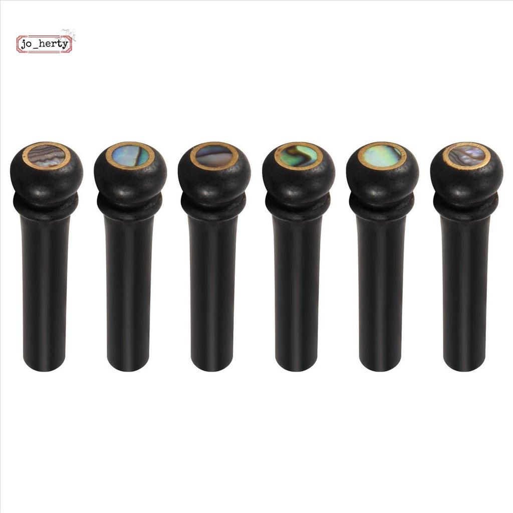 [Promote J]6 ชิ้นเปลือกไม้มะเกลือสีดํากีตาร์สะพานกระดูก Pins ชุดสีเขียว Abalone Dot สําหรับอุปกรณ์กี