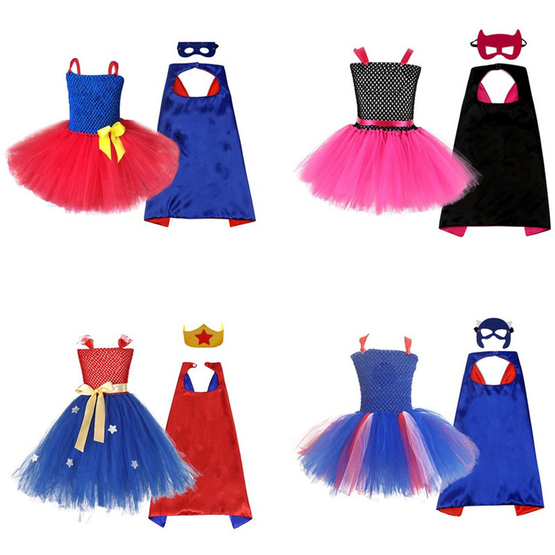 Er [คลังสินค้าพร้อม] เครื่องแต่งกายฮีโร่เด็กเสื้อผ้าเด็กสาวชุด Magical Hot-sale Wonder Woman Superma