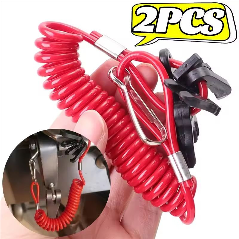 [AUTO & 3C] 1/2PCS - เรือนอกมอเตอร์ฉุกเฉินฆ่าสวิทช์ Lanyard Heavy Duty สายรัดข้อมือความปลอดภัย Tether สายไฟสําหรับ Jet Ski รถจักรยานยนต์ /ราคาดี