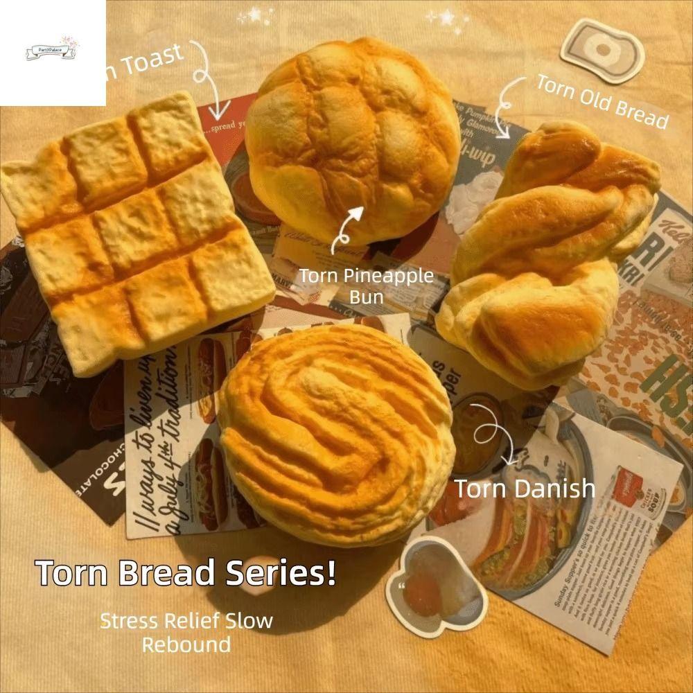 PARTYPALACE ขนมปังจําลอง Toast Squeeze, จําลอง Soft Texture ช้า Rising Squishy ของเล่น, Creative Slow Rising Finger ดูดโฟม Sensory Fidget ของเล่น Sensory