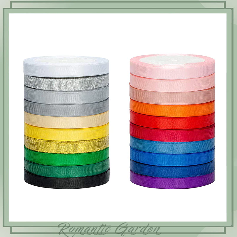 🎀 ริบบิ้นผ้าซาติน 6 มม. ยาว 25 หลา สีสวย ทำโบว์ ตกแต่งของขวัญ งานประดิษฐ์ DIY จัดช่อดอกไม้ พร้อมส่ง