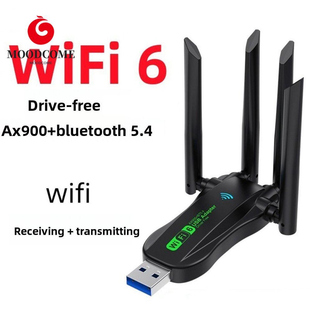 MOODCOME อะแดปเตอร์ USB Dual Band WiFi6, AX900 Bluetooth 5.4 900Mbps WiFi Dongle, อุปกรณ์เครือข่าย 2