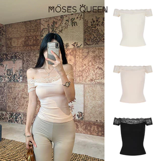< MOSESQUEEN > เสื้อตัวเต็มตัวที่ประดับด้วยลายลูกไม้และปักอย่างงดงาม พร้อมคอเปิดเผยให้เห็นส่วนบน #63706